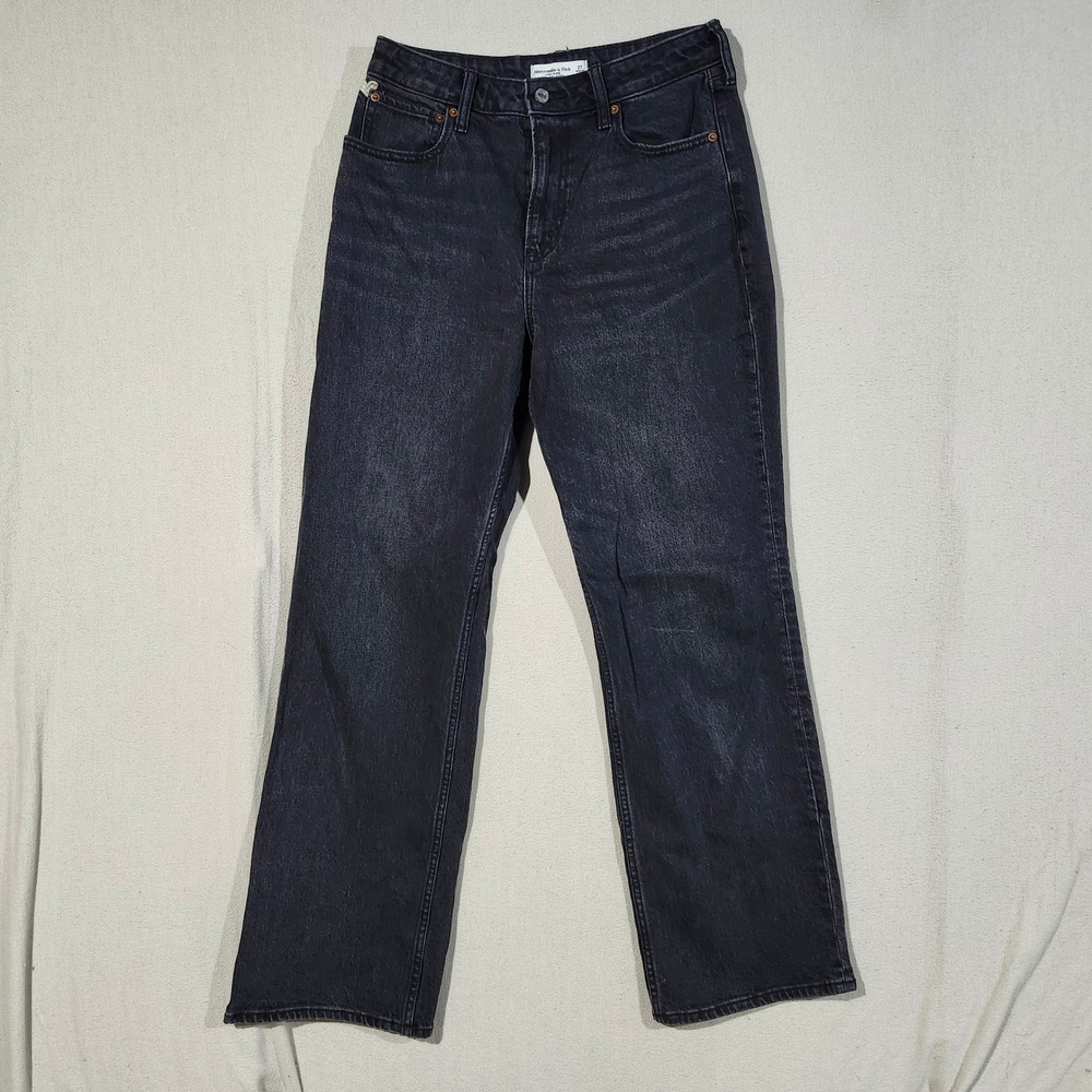 Abercrombie & Fitch Curve Love High Rise 90s Relaxed Jean Black Womem 27 Regular